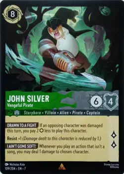 109/204 JOHN SILVER VENGEFUL PIRATE EN7 RARE DISNEY LORCANA CARD - Image 1