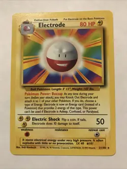 Pokemon TCG Electrode 21/102 Base Set Rare Non-Holo Card - Image 1