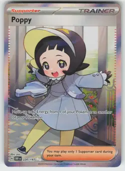 Poppy 220/197 Ultra Rare OBF Obsidian Flames Pokemon Card NM - Image 1