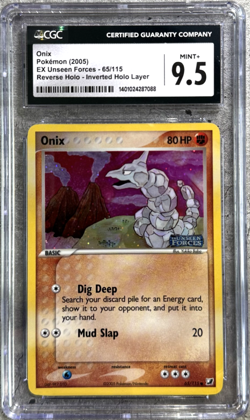 Pokemon Card Onix Rev Holo CGC 9.5 Mint+, EX Unseen Forces 65/115, 2005 (1) - Image 1
