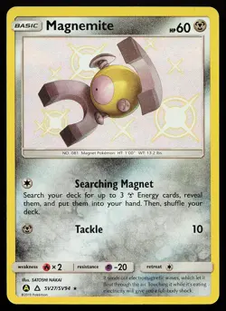 Magnemite SV27/SV94 Shiny Holo Hidden Fates Shiny Vault Pokemon Card - Image 1