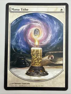 Mana Tithe x1 MG Textless Player Rewards Promo 1x Magic Good Heavy Play HP - Image 1