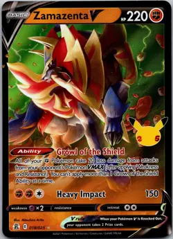 ZAMAZENTA V 018/025 25TH CELEBRATIONS POKEMON (ULTRA RARE, NM) - Image 1