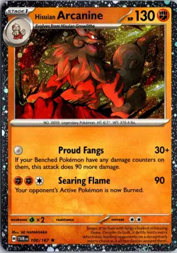 Hisuian Arcanine (Cosmos Holo) 100/167 Holo Rare Blister Exclusives Pokemon NM - Image 1