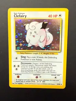 Clefairy 5/102 Holo Rare 1999 Base Set Unlimited Pokemon - LP/NM Condition - Image 1