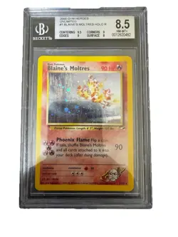 Pokemon Blaine's Moltres 1/132 Gym Heroes Holo Rare Unlimited BGS 8.5 2000 - Image 1
