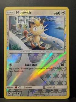 Meowth 101/147 Common Burning Shadows Pokemon Reverse Holo Lightly Played - Image 1