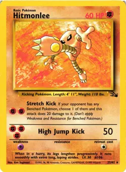 Pokemon TCG Hitmonlee 22/62 Fossil Rare Non-Holo LP/MP - Image 1