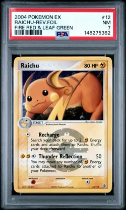 2004 Pokemon EX Fire Red & Leaf Green Raichu-Reverse Foil #12 NM 7 *NEW* - Image 1