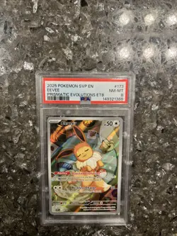 2025 Pokemon SVP EN PSA 8 Eevee Prismatic Evolutions ETB Black Star Promo - Image 2