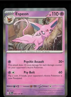 Espeon 033/131 Holo Rare SV: Prismatic Evolutions Pokemon Holo Near Mint - Image 1