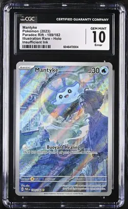 Pokemon CGC 10 Mantyke 189/182 Illustration Rare Insufficient Ink Error Gem Mint - Image 1
