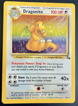 Dragonite Fossil 4/62 Holo Rare 100 HP Wizards Unlimited English Pokemon TCG - Image 1