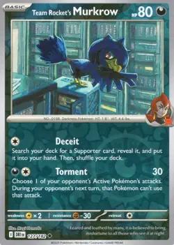 Pokemon Team Rocket's Murkrow Reverse Holo Uncommon SV10 Destined Rivals 127 NM - Image 1