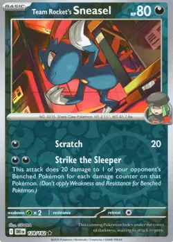 Pokemon Team Rocket's Sneasel Reverse Holo Rare SV10: Destined Rivals 128/182 NM - Image 1