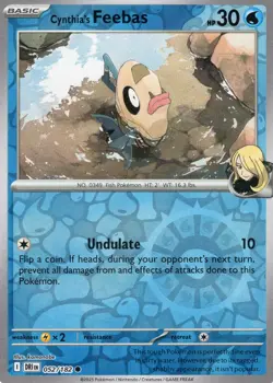 Pokemon Cynthia's Feebas Reverse Holo Common SV10: Destined Rivals 052/182 NM - Image 1
