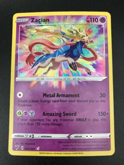 Zacian 082/185 AMAZING RARE Pokemon SWSH Vivid Voltage NM 2020 HOLO - Image 1