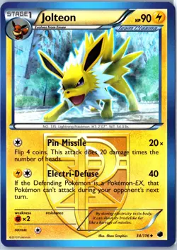 Pokemon: Plasma Freeze Jolteon (Team Plasma) #34/116 Base - NM Uncommon .VO5 - Image 1