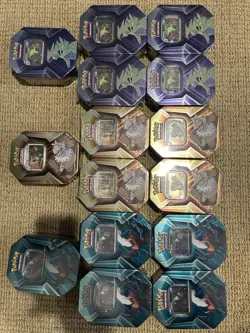 Pokemon TCG Triple Whammy Tin Set Lot Of 15 TYRANITAR SLAKING DARKRAI NEW SEALED - Image 2