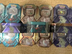 Pokemon TCG Triple Whammy Tin Set Lot Of 15 TYRANITAR SLAKING DARKRAI NEW SEALED - Image 5