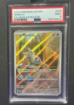 Pokemon TCG -Mimikyu - Paldean Fates ETB Promo SVP 075 - Full Art - PSA MINT 9 - Image 1