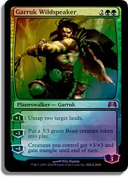 Garruk Wildspeaker (Duels of the Planeswalkers 2009 Xbox) FOIL Promo HEAVILY PLD - Image 1