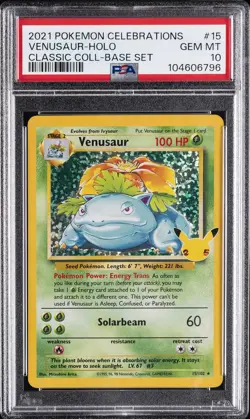 2021 POKEMON CELEBRATIONS CLASSIC COLLECTION #15 VENUSAUR-HOLO PSA 10 - Image 1