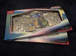 2 x Pokemon Prismatic Evolutions Lucario EX and Tyranitar EX Premium Collection - Image 1