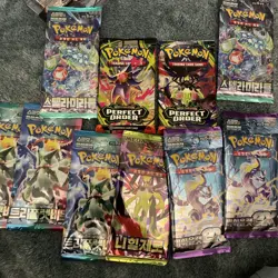 POKEMONS 10 PACK LOT SEALED 2 PERFECT ORDER 8 KOREAN PACKS - Image 1