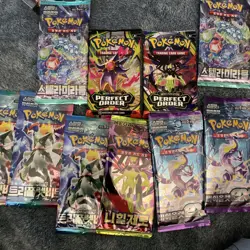 POKEMONS 10 PACK LOT SEALED 2 PERFECT ORDER 8 KOREAN PACKS - Image 3