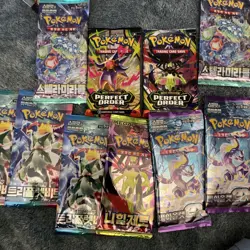 POKEMONS 10 PACK LOT SEALED 2 PERFECT ORDER 8 KOREAN PACKS - Image 4