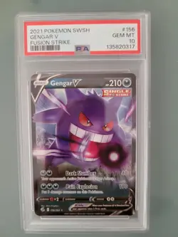 2021 POKEMON SWORD & SHIELD FUSION STRIKE #156 GENGAR V PSA 10 - Image 1