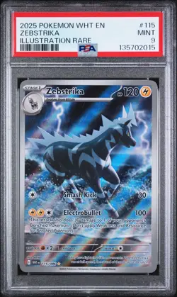 ZEBSTRIKA ILLUSTRATION RARE POKEMON WHT EN-WHITE FLARE 2025 115 PSA 9 - Image 1