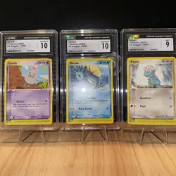 Pokemon 2003 EX Dragon Graded Lot: CGC 10 Spoink & Horsea, CGC 9 Bagon - Vintage - Image 1