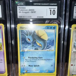 Pokemon 2003 EX Dragon Graded Lot: CGC 10 Spoink & Horsea, CGC 9 Bagon - Vintage - Image 3