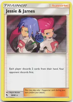 Jessie & James 58/68 Holo Rare Hidden Fates Pokemon Holo Near Mint - Image 1