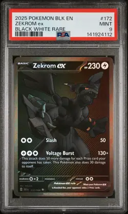 Zekrom EX 172/086 Black White Rare Black Bolt Pokemon English PSA 9 MINT - Image 1