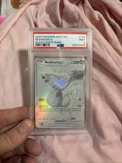 2025 POKEMON WHT EN-WHITE FLARE BLACK WHITE RARE #173 RESHIRAM EX PSA 9 - Image 1