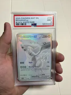2025 POKEMON WHT EN-WHITE FLARE BLACK WHITE RARE #173 RESHIRAM EX PSA 9 - Image 3