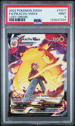 2022 POKEMON SWORD & SHIELD LOST ORIGIN #TG17 FULL ART/PIKACHU VMAX PSA 9 - Image 1