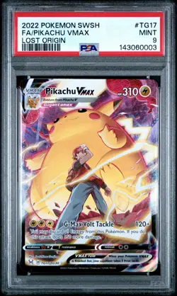 2022 POKEMON SWORD & SHIELD LOST ORIGIN #TG17 FULL ART/PIKACHU VMAX PSA 9 - Image 1