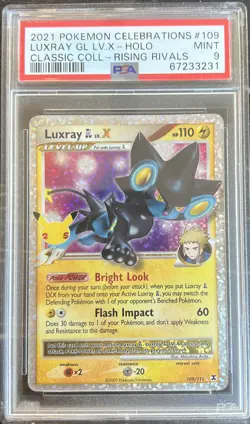 2021 Pokemon Celebrations Classic Collection LUXRAY HOLO #109 PSA 9 MINT NEW - Image 1