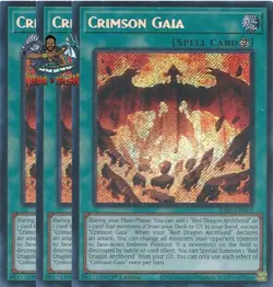 Yugioh! 3x Crimson Gaia RA05-EN070 Secret Rare 1st Ed NM - Image 1