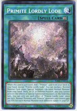 Primite Lordly Lode Secret Rare RA05-EN072 Yugioh - Image 1