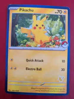 Pokemon Card Pikachu My First Battle Pikachu Stamp Near Mint Unique! Blue - Image 1