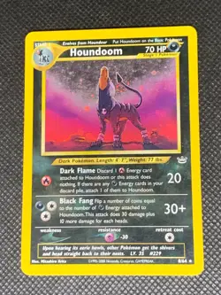 Houndoom 8/64 Holo SWIRL - Neo Revelation Pokemon Card - DMG - Image 1