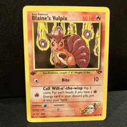 Blaine's Vulpix 66 LP Gym Challenge Common Card 66/132 1st Edition WOTC - Image 1