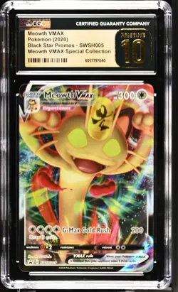 CGC 10 Pristine Meowth VMAX SWSH005 Black Star Promos Pokemon Card - Image 1