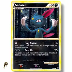 Sneasel 68/90 - 2010 Undaunted HGSS Non Holo Common Pokemon Card NM - Image 1