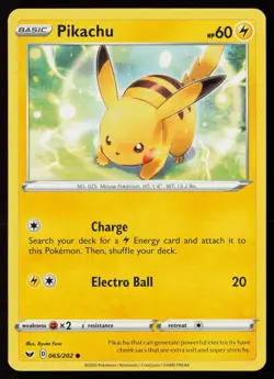 Pikachu 065/202 Common Sword & Shield Pokemon Near Mint - Image 1